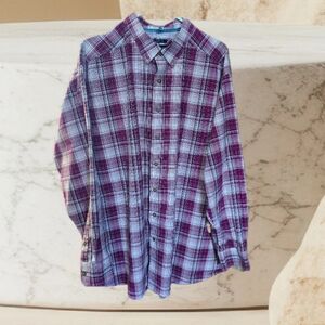 🔥 Ariat Pro Series Men's 2XL Pink Plaid Button Long Sleeve Shirt. Pre-owned